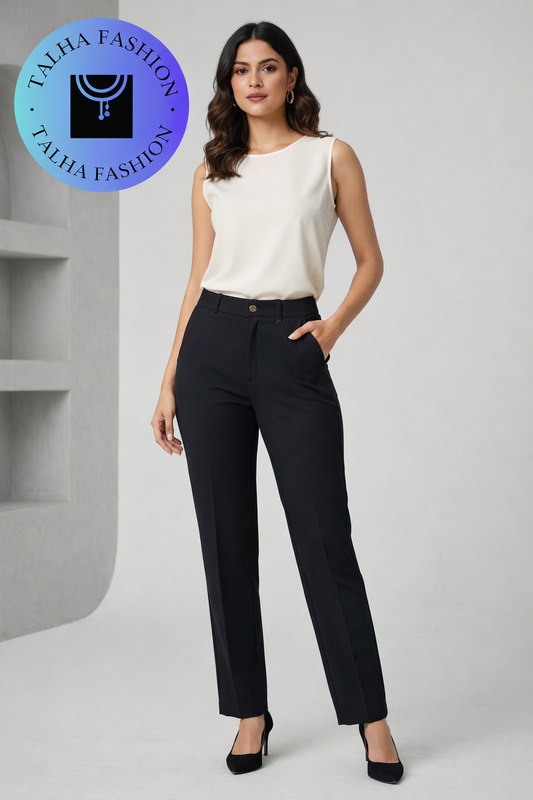 Women’s Premium Korean Fabric Formal Pants | Office Wear Straight Fit Trousers for Women | High Waist Comfortable Workwear