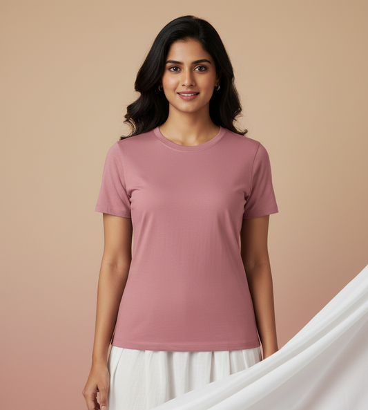 Talha Fashion Premium Women’s Solid T-Shirt – Soft Cotton Regular Fit Casual Top
