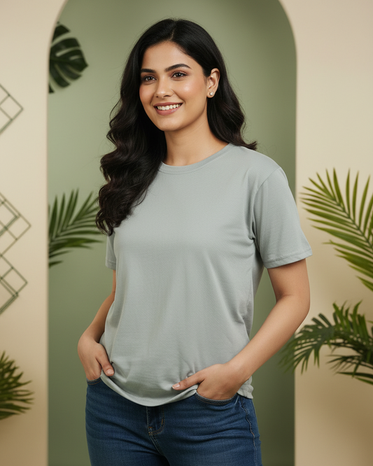 Talha Fashion Premium Women’s Solid T-Shirt – Soft Cotton Regular Fit Casual Top