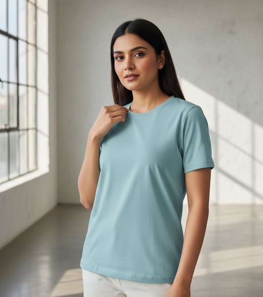Talha Fashion Premium Women’s Solid T-Shirt – Soft Cotton Regular Fit Casual Top
