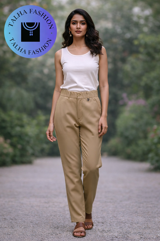 Women’s Premium Korean Fabric Formal Pants | Office Wear Straight Fit Trousers for Women | High Waist Comfortable Workwear