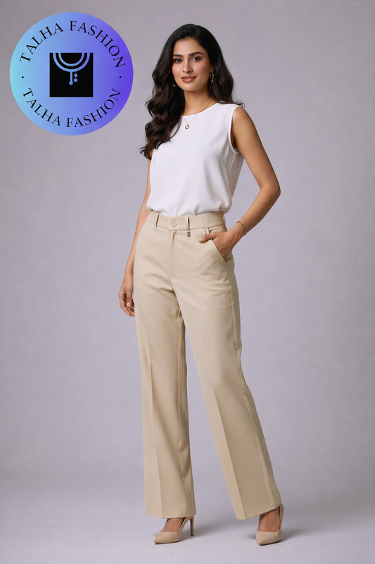 Women’s Premium Korean Fabric Formal Pants | Office Wear Straight Fit Trousers for Women | High Waist Comfortable Workwear