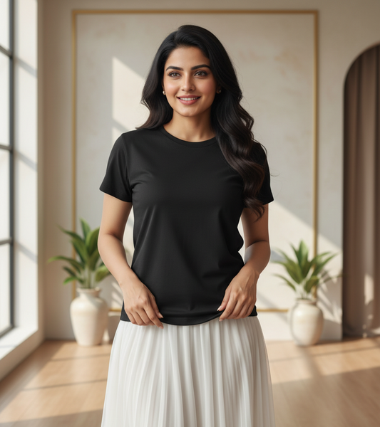 Talha Fashion Premium Women’s Solid T-Shirt – Soft Cotton Regular Fit Casual Top